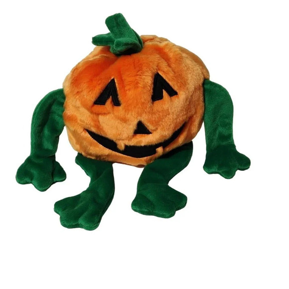 Vtg Ty Beanie Buddies Orange Green Pumkin Pumpkin Plush Stuffed 1999 Halloween - Picture 2 of 6